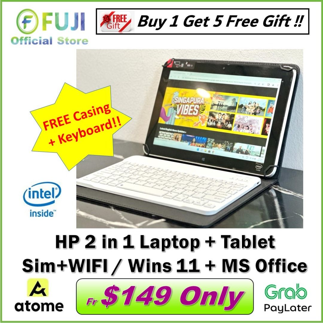 HP 2 In 1 SSD Laptop Tablet 4GB RAM 64GB SSD Windows 11 MS Office Touchscreen Sim WIFI Cheap Deals in Store Computers Tech Laptops Notebooks on Carousell