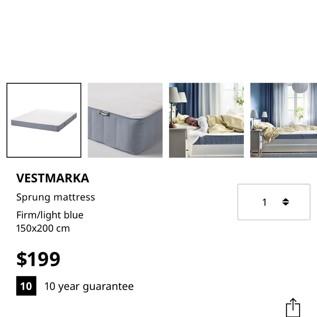 IKEA Queen size mattress, Furniture & Home Living, Furniture, Bed