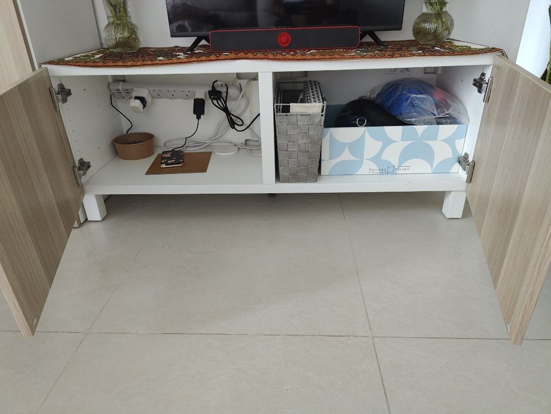 Ikea TV table (white /wooden color, Furniture & Home Living, Furniture ...