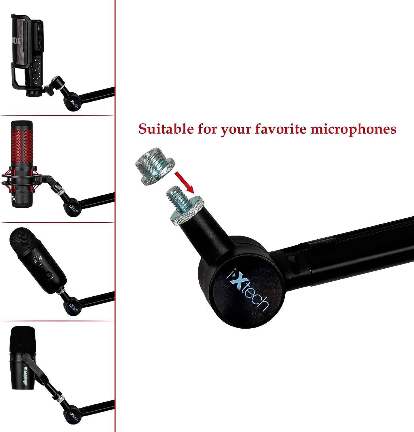 IXTECH Boom Arm - Adjustable 360° Rotatable Microphone Arm