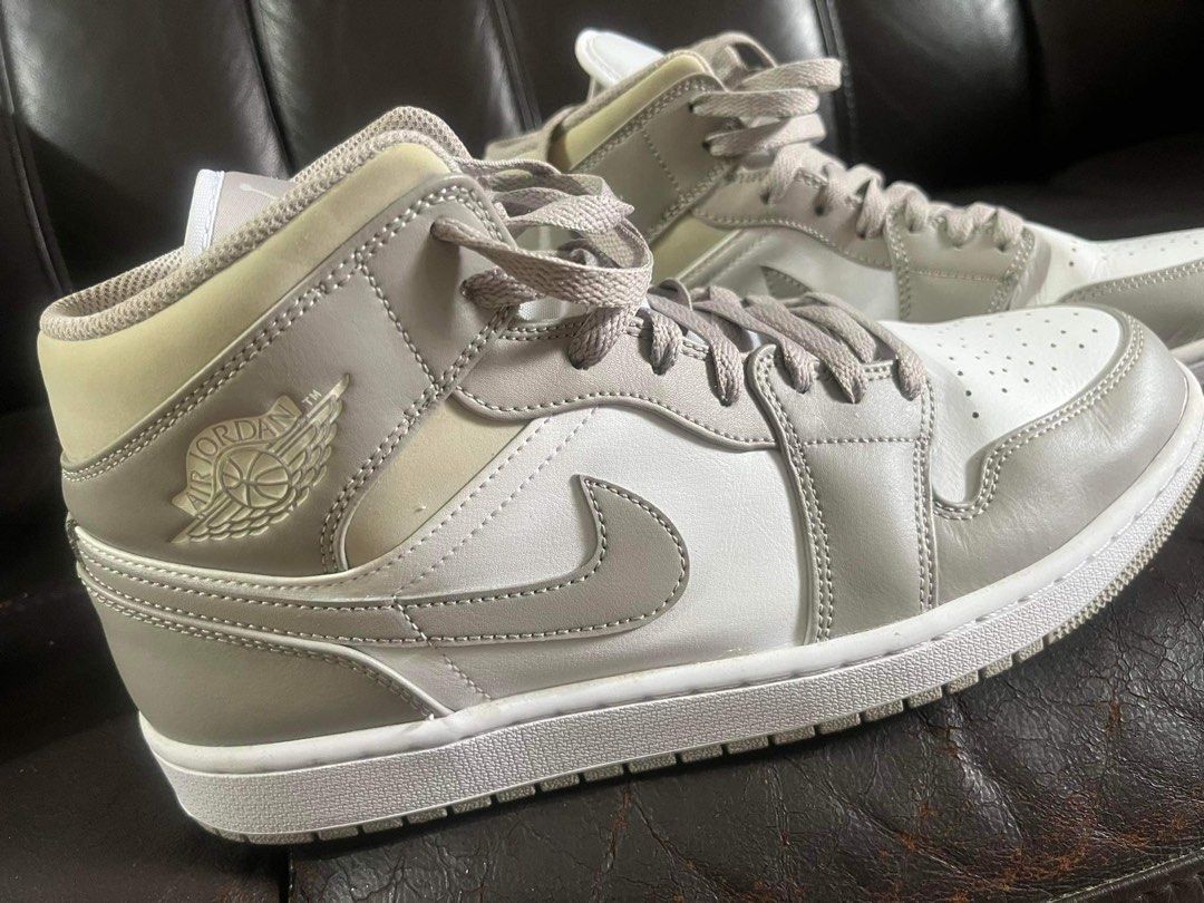 Jordan 1 Mid College Grey Light Bone White Men s Fashion