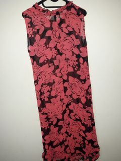 Kaftan dress bunga hitam pink