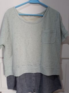 Kaos kemeja sage green