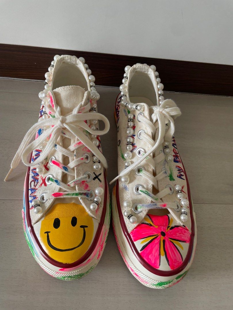 Korean hand made canvas shoes with details Women s Fashion Footwear Sneakers on Carousell