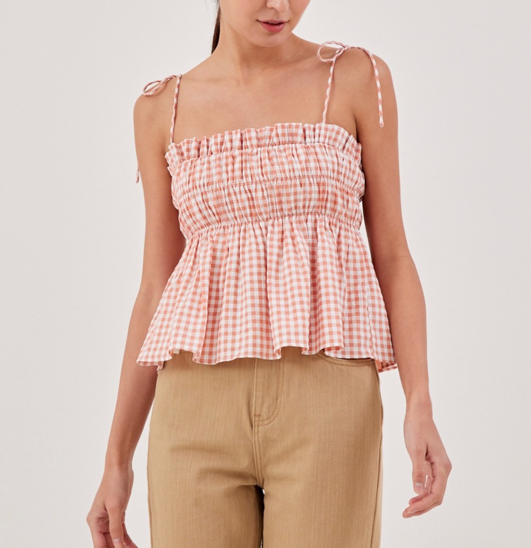 Lacie Tie Shoulder Smocked Top Women s Fashion Tops Sleeveless