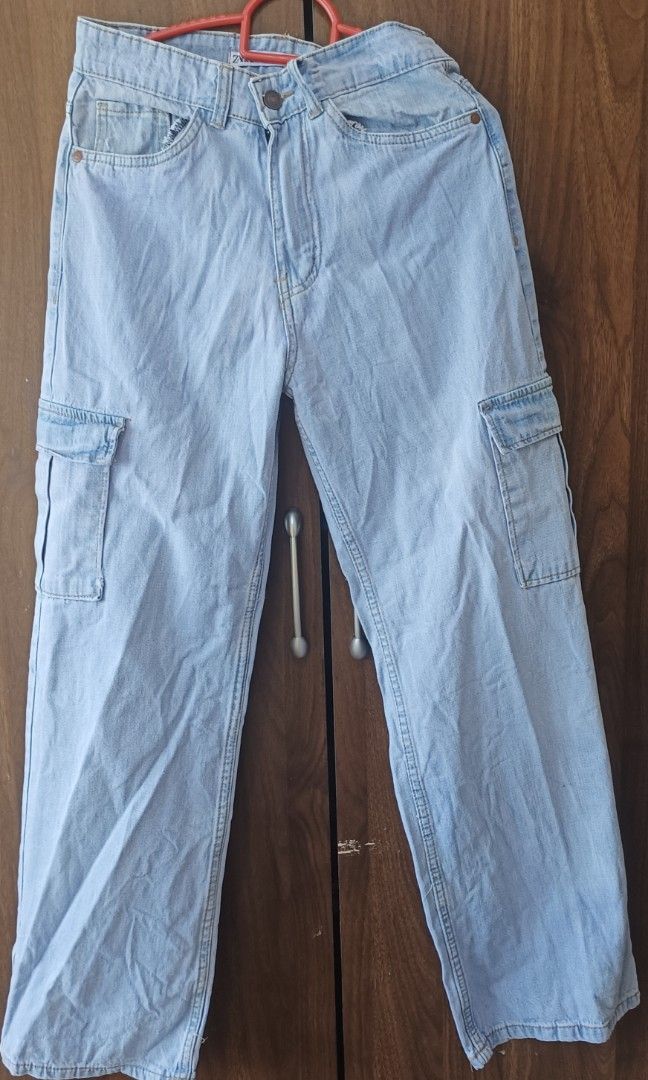 Light blue cargo jeans., Women's Fashion, Bottoms, Jeans & Leggings on ...