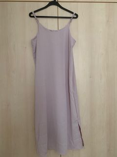 Long purple overall dress loose fit