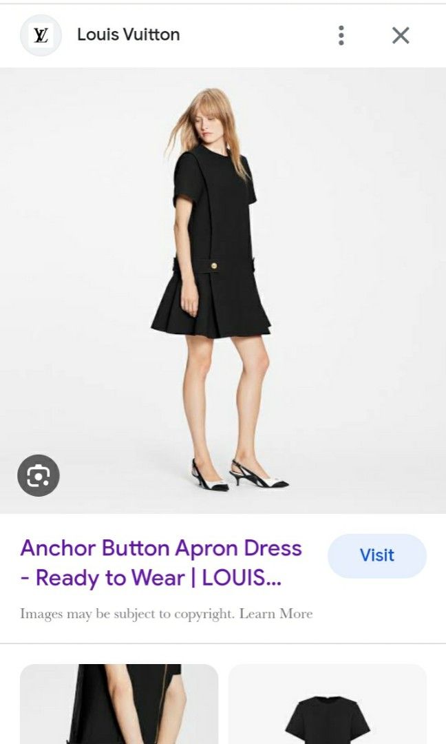 Louis Vuitton Uniform Anchor Gold Button Apron Mini Dress Black Sz