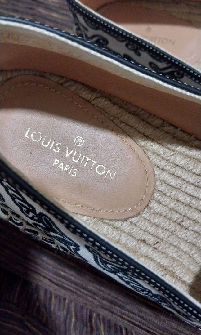 Louis Vuitton Black Pebbled Leather Starboard Espadrille Flats