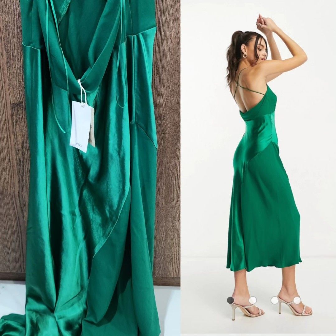 red dress green earrings Emerald Mini Slip Dress main image 0