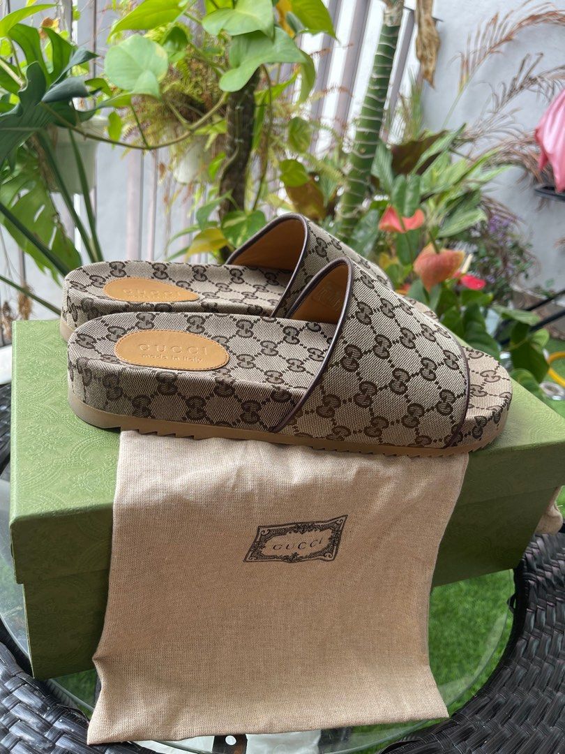 Gg canvas best sale slide sandal