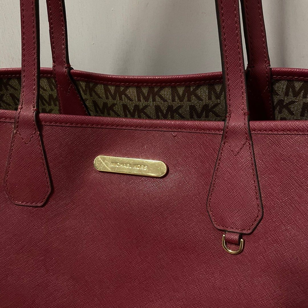 Michael kors sales burgundy tote bag