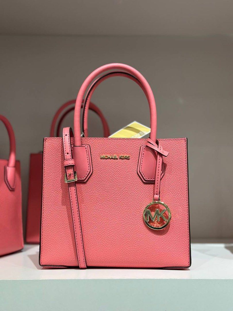 Michael Kors Mercer Medium Messenger Crossbody Bag Leather Tea Rose