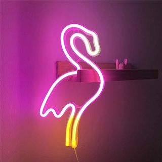 Neon Flamingo Light LED Neon Sign Pink Neon Sign USB/Battery Powered Neon Wall Light Decor for Children’s Bedroom Neon Night Light LED Neon Wall Art Flamingo Light for Party Christmas Bar Wedding