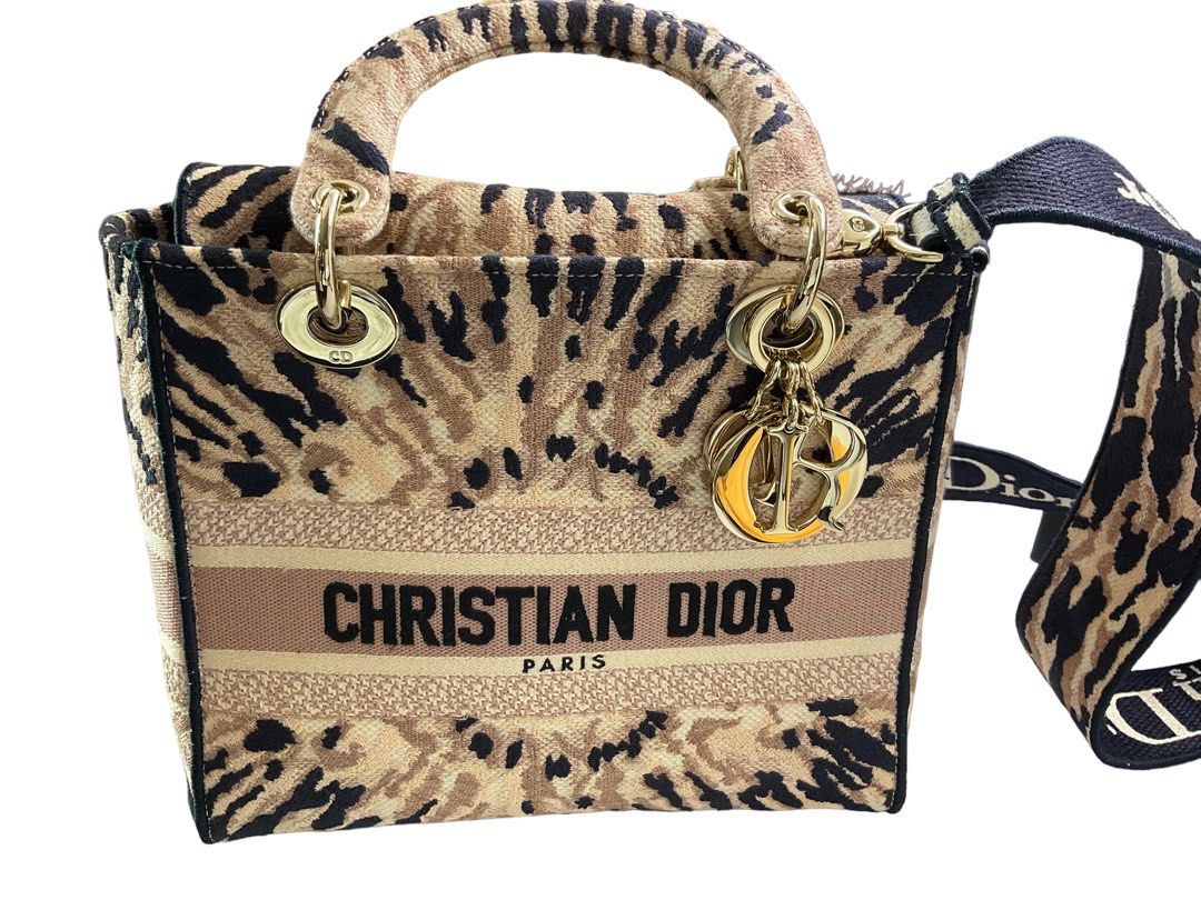 Original tas wanita Christian Dior Lady Dior Medium Canvas Multicolor