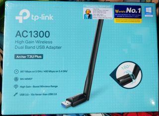 Original and Sealed TP-Link Archer T3U Plus AC1300 High Gain / Long Range Wireless / High Speed WiFi Dual Band (2.4/5ghz) USB Adapter / Dongle for Laptop and Desktop