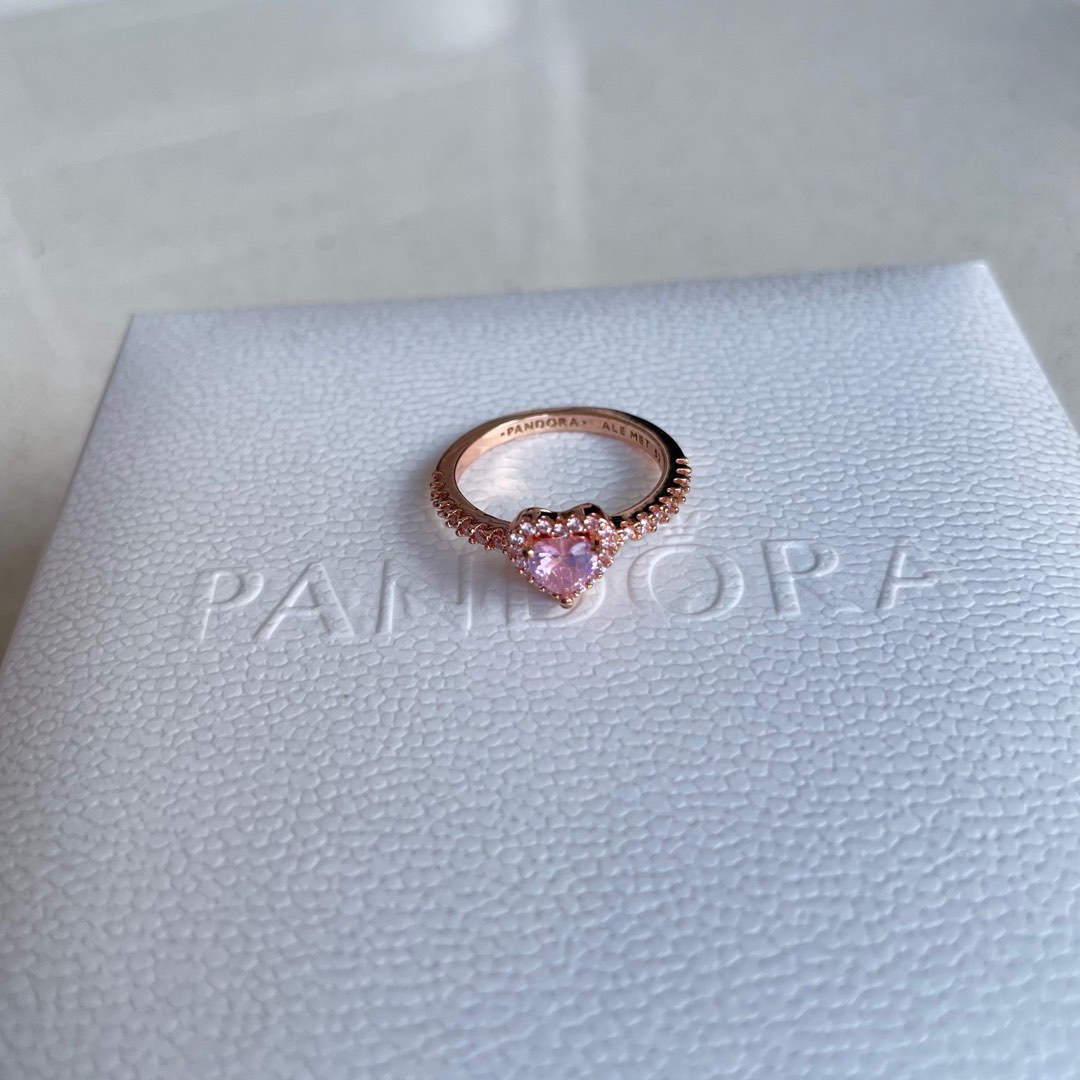 Pandora Sparkling Elevated Pink Crystal Heart & CZ Ring