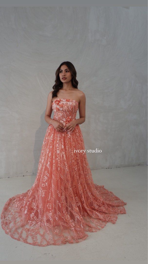 Peach dress for debut shop