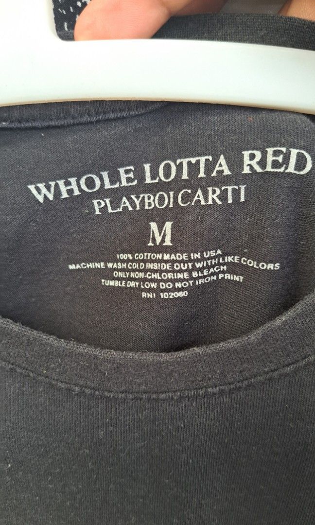 Whole Lotta Red Playboi Carti Hip Hop Streetwear Mens Cotton Black