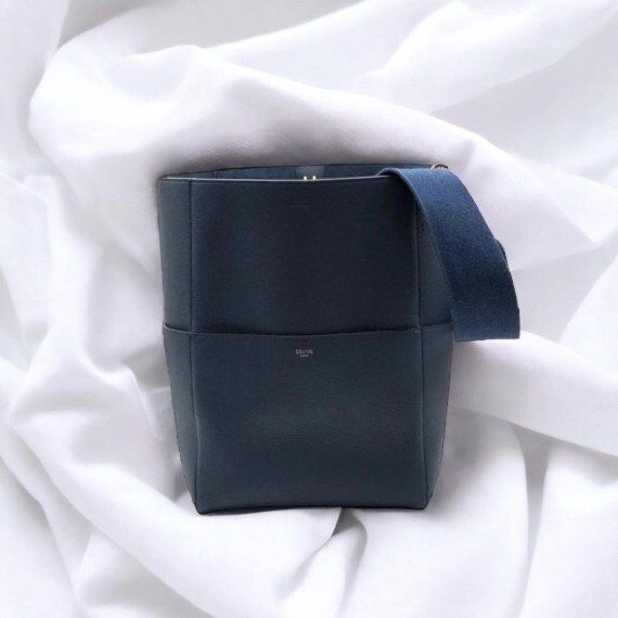 Pre order CELINE Sangle Bucket Bag Blue Gold