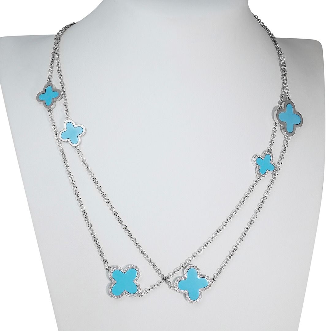 White gold turquoise necklace best sale