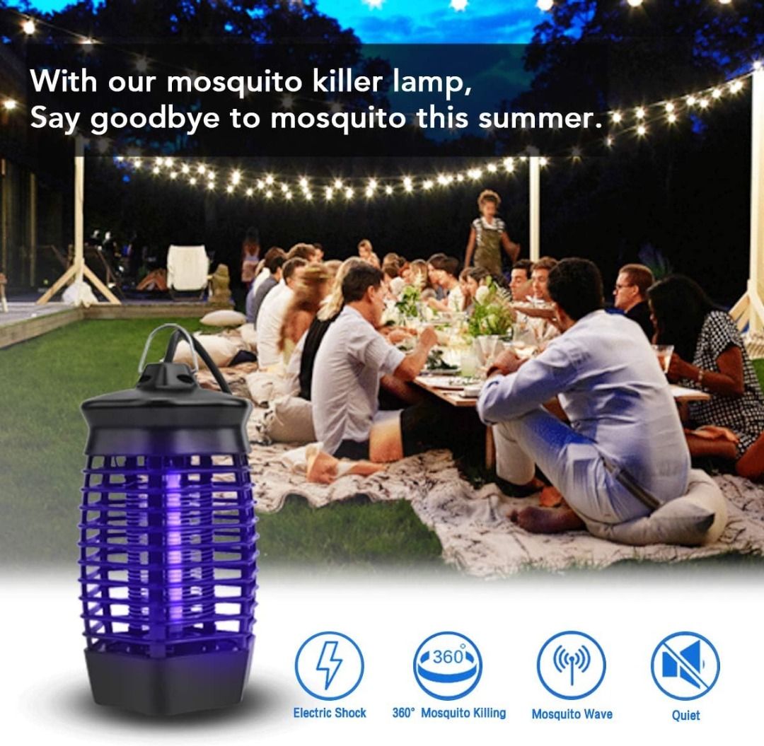 Electric Shock Fly Bug Zapper Mosquito Insect Killer Lamp UV LED Light –