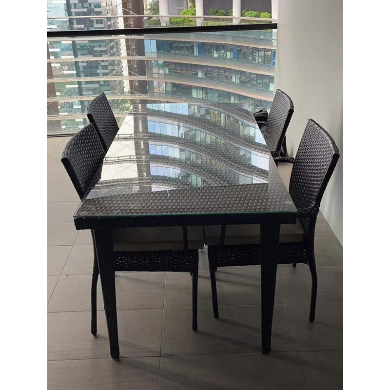 Rattan Outdoor Furniture Table Chair Set 1+6 Whole Set Table+6pcs Chair ...