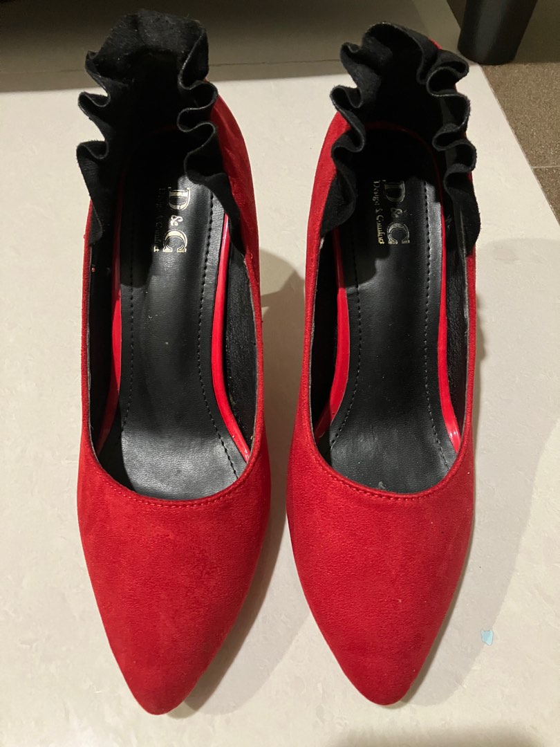 Seude Red Heels, Women's Fashion, Footwear, Heels on Carousell