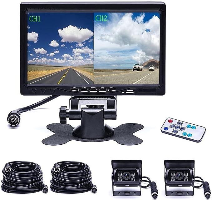 Reverse Camera 4 Split Screen (Category: Cameras & Sensors) located in Singapore. Submitted by juzbuyla (Listing ID 1251024774, Image 1). Description: "Backup Camera 4 Split Screen Monitor Camecho Vehicle Front View Rear View Camera 18 IR Night Vision Waterproof Aviation 4 Pins Connector For Trucks RV Trailer Bus 12V 24V Parking Assistance 🎄⛄12V - 24V Car Backup Camera System: Car rear view camera with 7 inch monitor with two rear view cameras, 