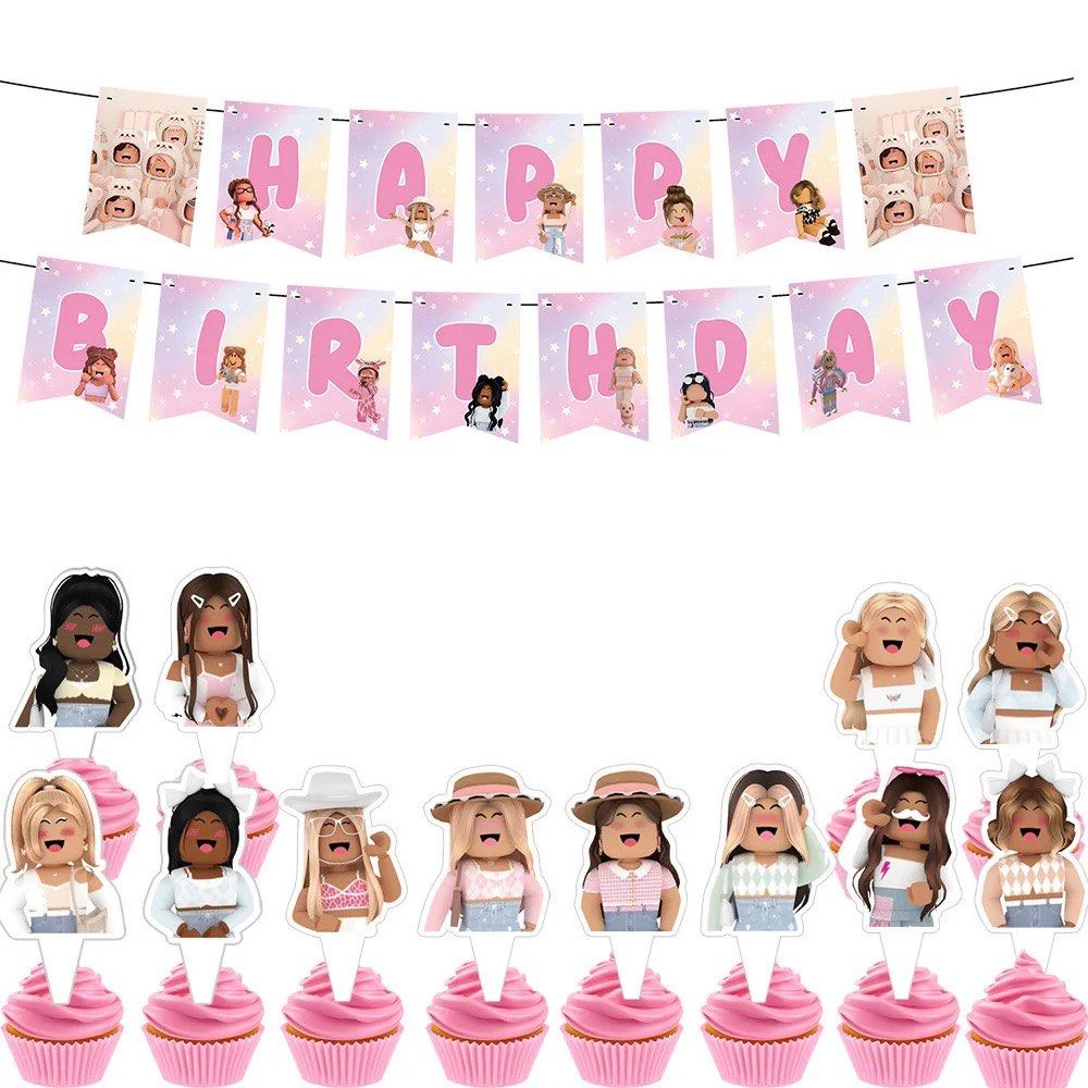 ROBLOX Birthday Party Theme Kids Birthday Party Decoration Brookhaven Balloons Banner, Hobbies
