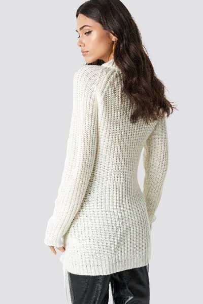 rut & circle samira side braid knit sweater white bnwt, Women's