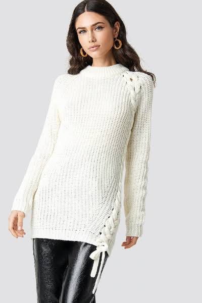 rut & circle samira side braid knit sweater white bnwt, Women's Fashion,  Coats, Jackets and Outerwear on Carousell