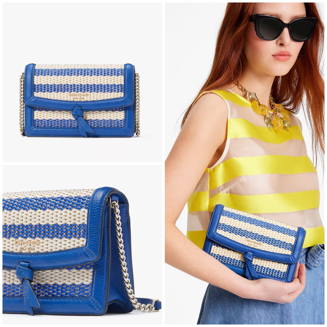 Kate spade “pass the shades” griffen blue and white striped Toto bag. | Blue  sunglasses, Blue and white, White stripe