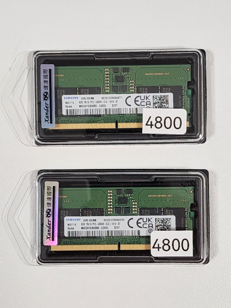 SAMSUNG 16GB (8GB x2) DDR5 4800 Notebook RAM SODIMM, 電腦