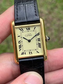 Cartier Tank Louis 18k Yellow Gold White Strap Ladies Watch W1529856