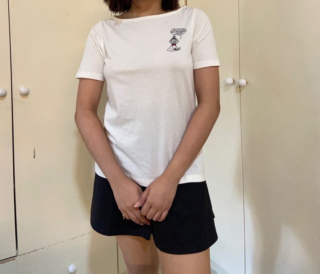 White Black Shirts Bundle (Category: Shirts) located in Santa Rosa. Submitted by catshup (Listing ID 1251056419, Image 2). Description: 🍅 fits s-m 🍅 uniqlo moomin shirt + stradivarius oh la la shirf 🍅 super cute shirts!! 🍅 message me to double check brand/s and size on tag 🥫 MOP: GCash 🥫 MOD: LBC, J&T, SDD 🥫 Loc: Sta. Rosa, Laguna (can do meetups around the area).