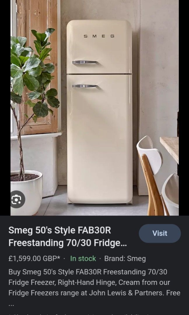 Smeg refrigerator Fridge freezer, Furniture & Home Living