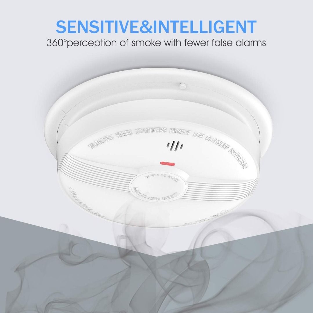 Stockist.Sg] Heiman 10 Year Optical Smoke Alarm Detector, 10 Year Life  Battery Photoelectric Fire Alarm Smoke Detector With Led Indicator &  Silence Button, Conforms To En14604 Standard, 633Phs (1Pcs) (633Phs-1),  Furniture &