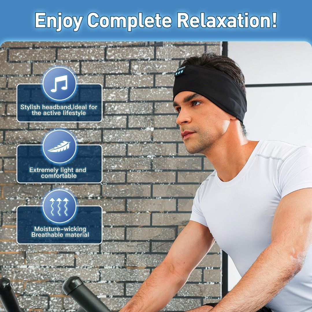 navly Sleep Headphones Bluetooth Sports Headband Headphones with Ultra Thin HD Stereo Speakers Perfect for Sports Side Sleepers Air Travel Meditation and Relaxation Audio Headphones Headsets on Carous...