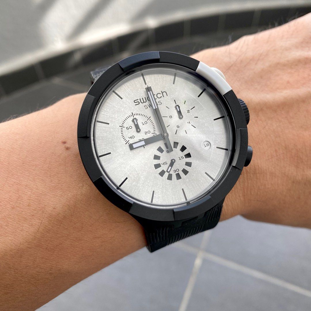 Swatch Big Bold Chrono CHEQUERED SILVER Mint Men s Fashion