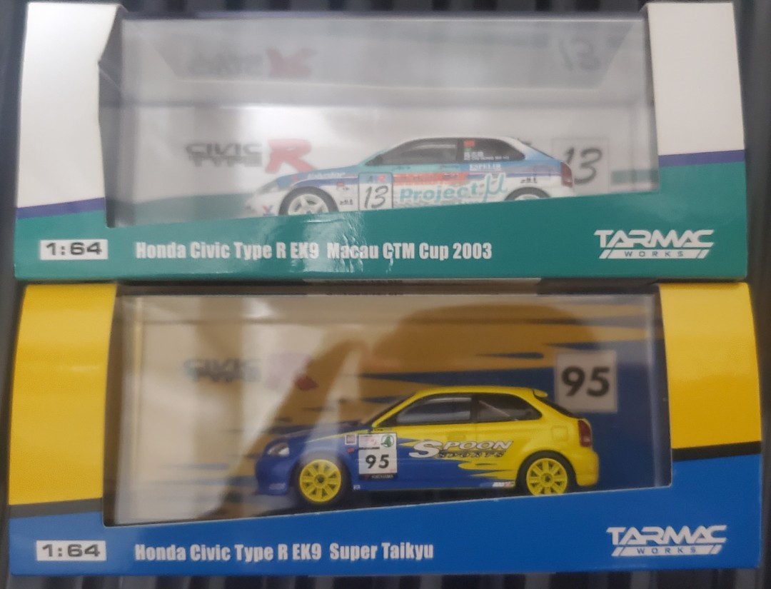 2架Tarmac Works 1/64 Honda Civic EK9 Spoon、澳門限定, 興趣及遊戲