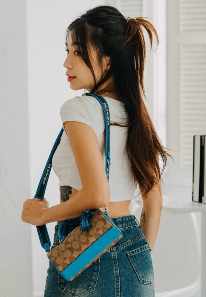 Coach CB874 Lacey Crossbody In Signature Canvas IN Khakl Racer Blue