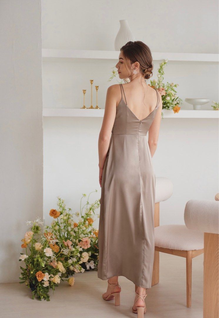 The Thread Theory- SURELY SERENELY SLIT DRESS (LIGHT GOLD