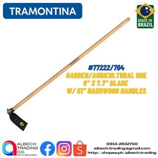 TRAMONTINA GARDEN AGRICULTURAL HOE  - PRODUCED W SPECIAL CARBON STEEL BLADE - 51” HARDWOOD HANDLE