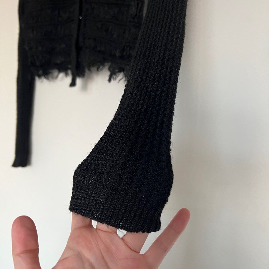 Vintage black frayed cardigan Women s Fashion Tops Longsleeves