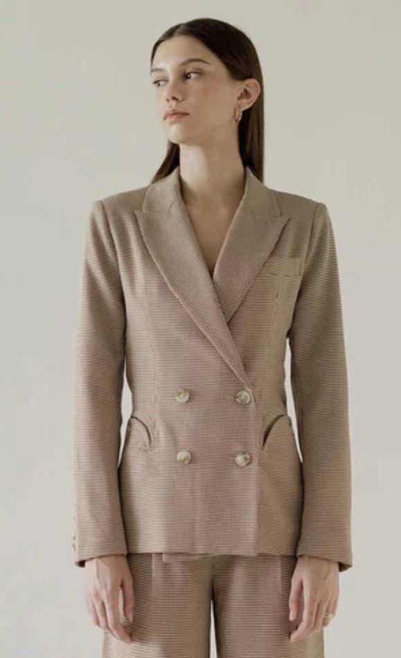 Checked Vintage Chic Sleek Designer Blazer Coat main image 1