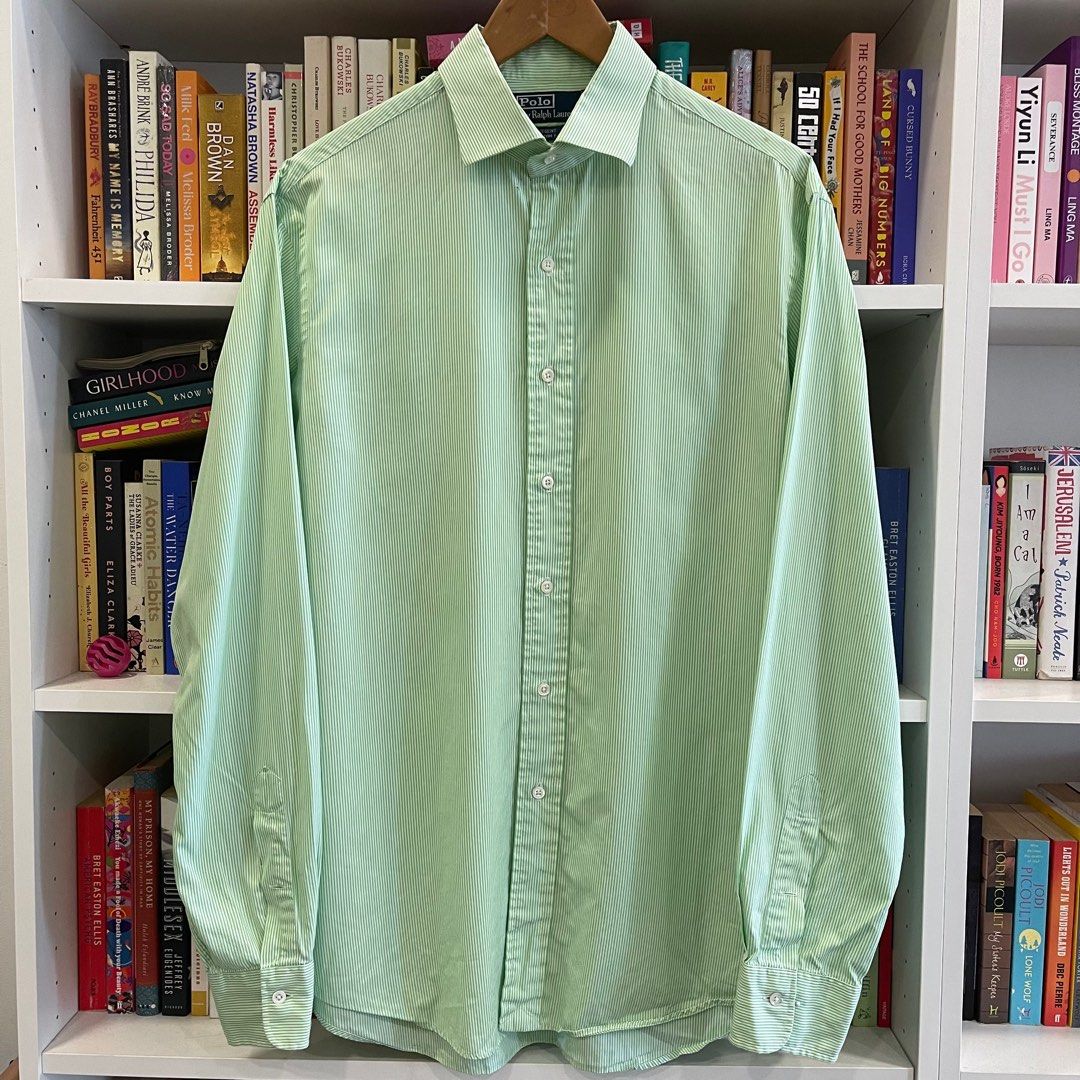 Green striped ralph lauren shirt clearance