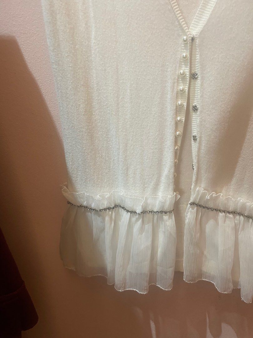 White Lacy Short Sleeve Cardigan Top