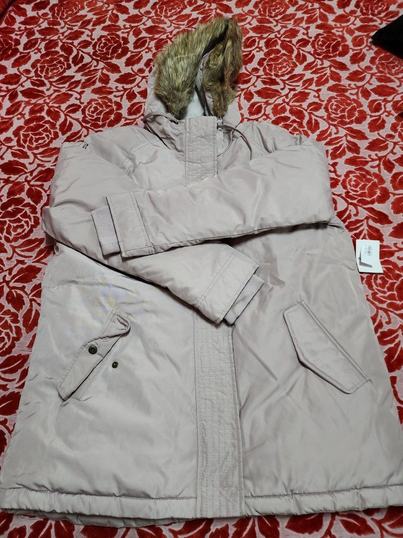 Hollister teddy-lined parka with faux-fur hood in khaki