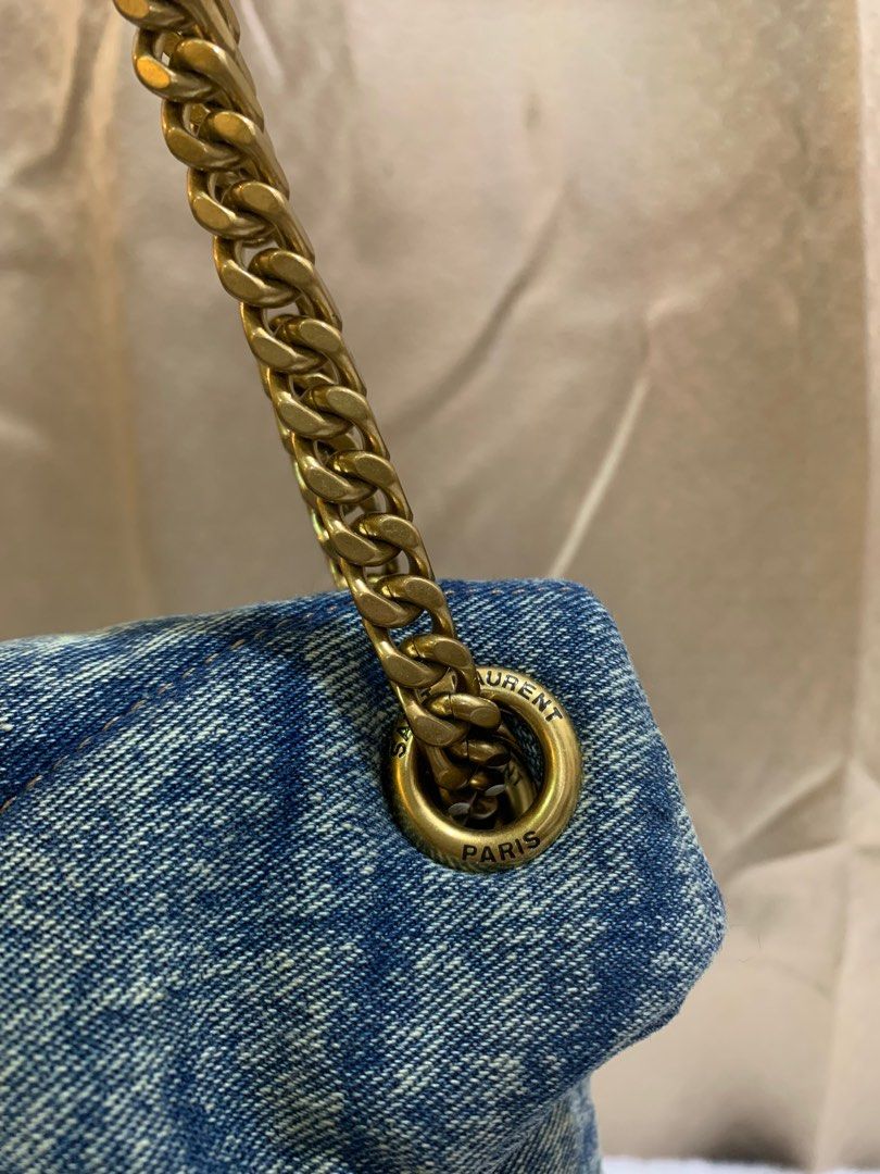 Saint Laurent Womens Denim Azur/lt Azur Loulou Puffer Mini Cotton-blend  Shoulder bag - ShopStyle